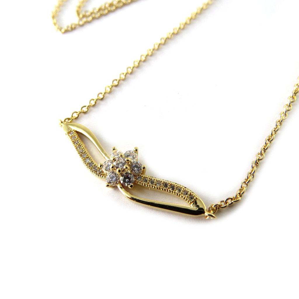 Les Trésors De Lily [N6841] - Colier placat cu aur 'Sissi' din aur alb