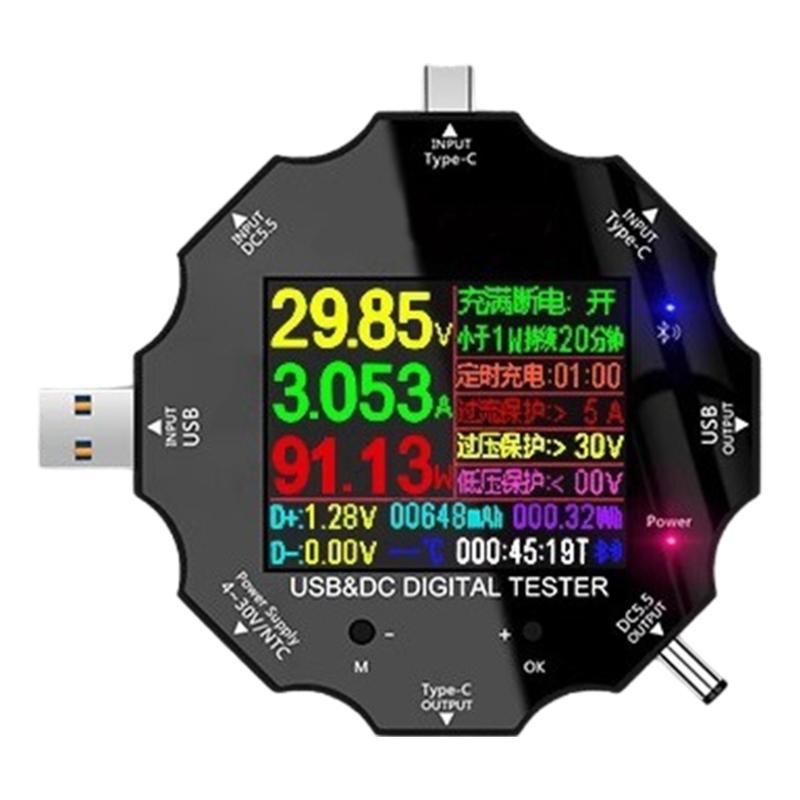 

UD18 USB C Тестер потужності Мультиметр Тип C Детектор Цифровий дисплей Лічильник для вимірювання напруги, струму та ємності 1