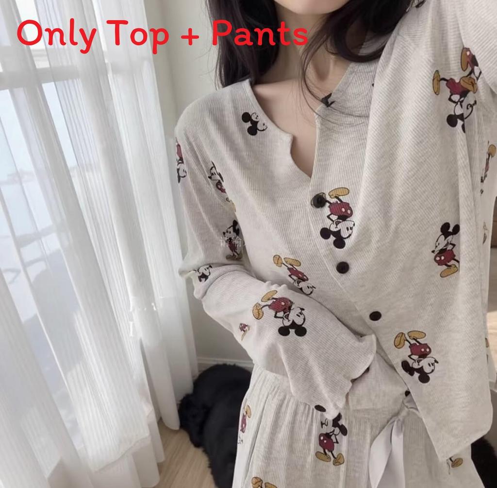Minimalistisches Eis-Seiden-Schlafanzug-Set für Damen mit Langarm-Oberteil und Hose für bequeme Hauskleidung
