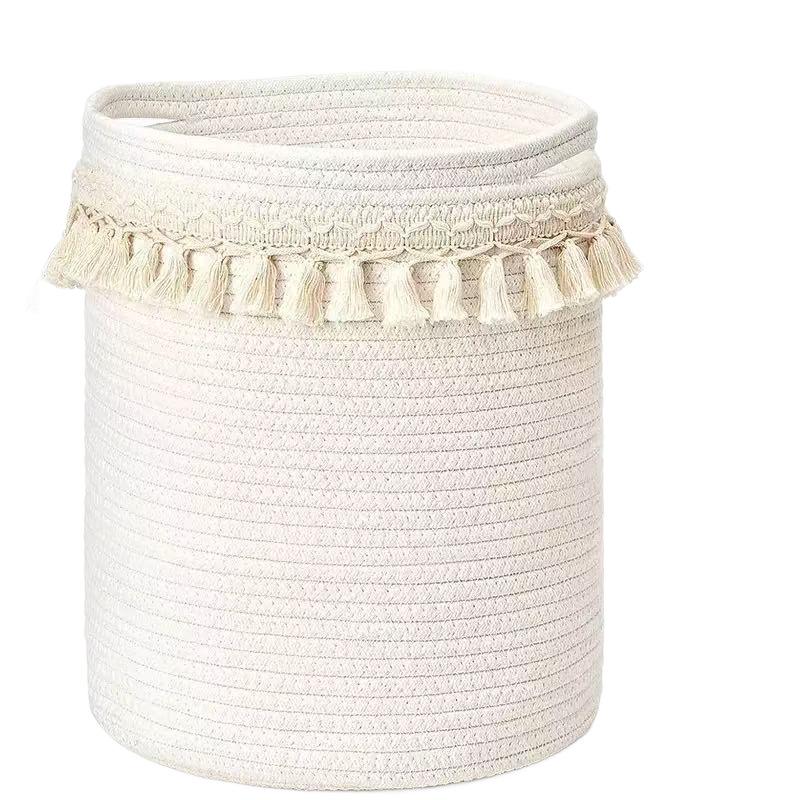 Handmade Woven Cotton Rope Storage Basket for Household Items