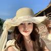 Large Brim Straw Hat Flower Wide Brim Hat Fashion Sun Hat  Sun Shading