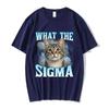What The Sigma Funny Meme Cat Graphic T-Shirts Men's Women Cotton Casual Oversized Short Sleeve T Shirts Cotton T Shirt