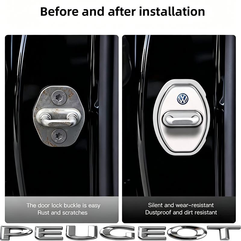 4Pcs Silicone Car Door Lock Cover Shock Absorber Accessories For VW GTI Polo Golf Passat Tiguan Arteon Touareg CC Taigo Hub Cap zq3