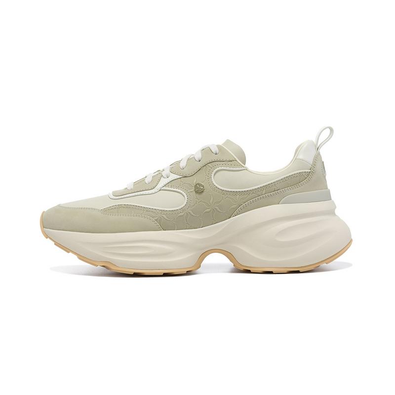 Li-Ning 1990 Classic Series Fashion Fit Shock Absorption Wear-Resistant Low-Top Casual Running Shoes Men Sneaker Gray Green ALJU025-2