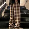 Men's Loose Comfortable Casual Fashion Tartan Print Wide Leg Pants With Drawstring