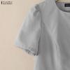 ZANZEA Camicetta estiva casual da donna con scollo rotondo e maniche corte