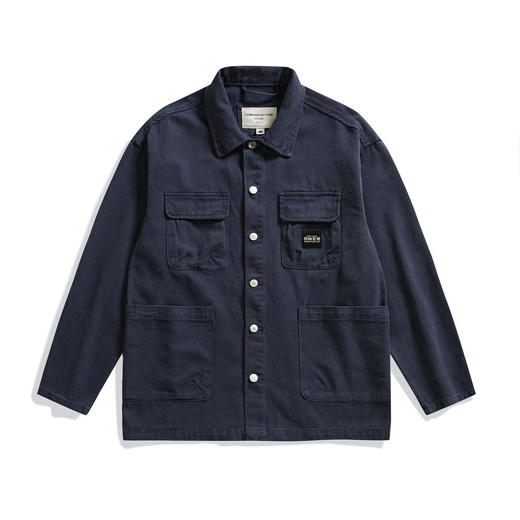 Men's Cargo Shirt Autumn Korean Casual Long-sleeved Shirt Classic Retro Men Clothing Outdoor Sports Durable Top