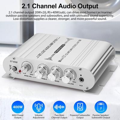 Auto-Audio-Stereo-Lautsprecher Hifi-Leistungsverstärker Heim-Subwoofer 2.1-Kanal-Audioausgang 12 V 400 W Audiosystem Autozubehör 838