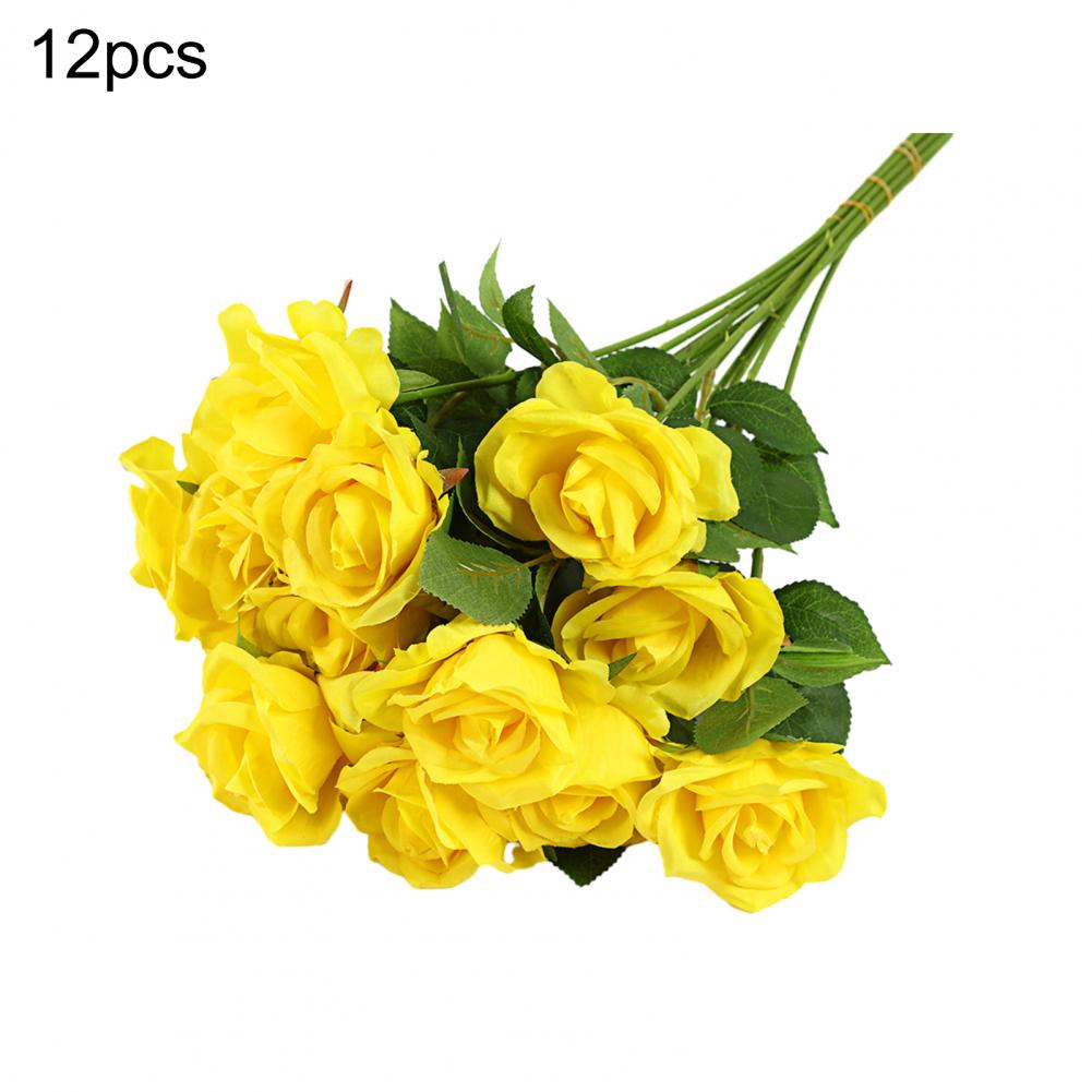 Artificial Rose Flower Realistic Long Stem Faux Silk Rose Bouquet For Valentine's Day Home Wedding Party Flower Decoration