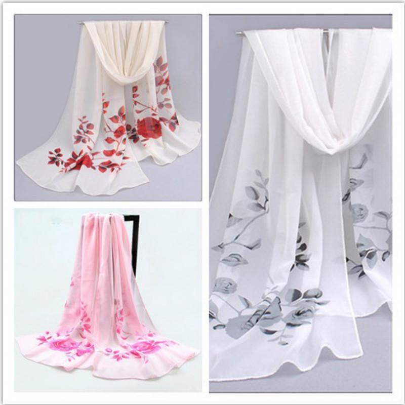 10 Colors Fashion Women Chiffon Scarf Polyester Print Autumn Summer Pattern Silk Scarves Shawl
