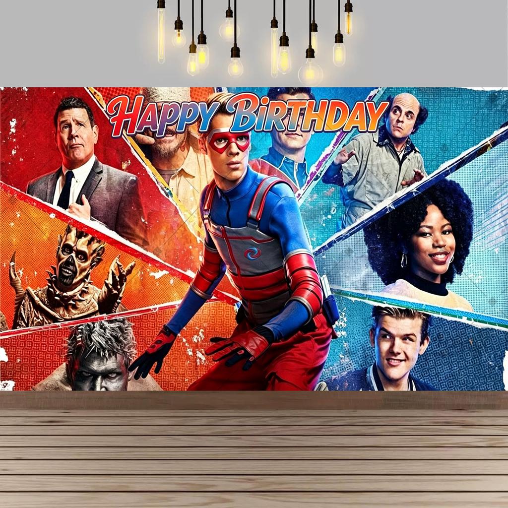 Superhero HenryDangers Birthday Party Background Kids Photography Banner Boys Birthday Party Decoration, Photo Booth Props148