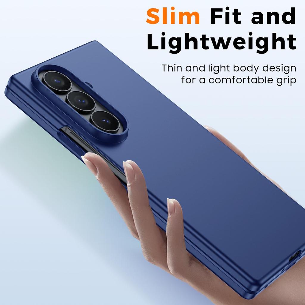 Slim Fit Case for Samsung Galaxy Z Fold 7, with Front Built-in Screen Protector, Ultra Thin Matte PC Protective Cover-Blue