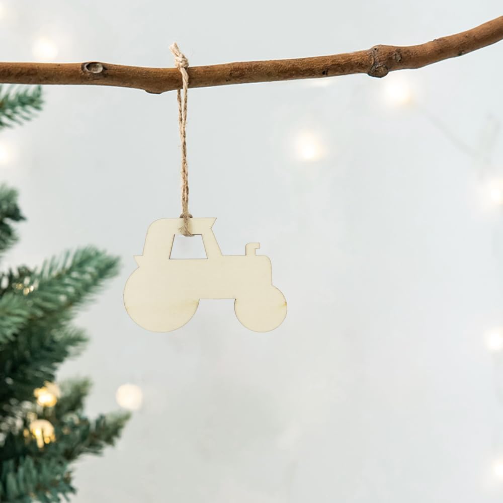 30 Pack Unfinished Wood Car Cutouts Crafts Wooden Truck Vehicles to Paint Tractor Shape Cutouts Paint Wooden Cars Hanging Ornaments DIY Gift Tags for