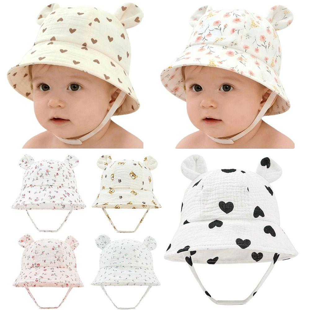 Print Design Baby Sun Hat Breathable Bucket Hat Baby Portable Kids Beach Cap  for Travel Summer