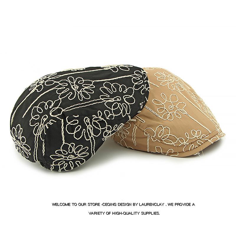 Flower Beret Women's British Vintage Peaked Cap Progressive Cap