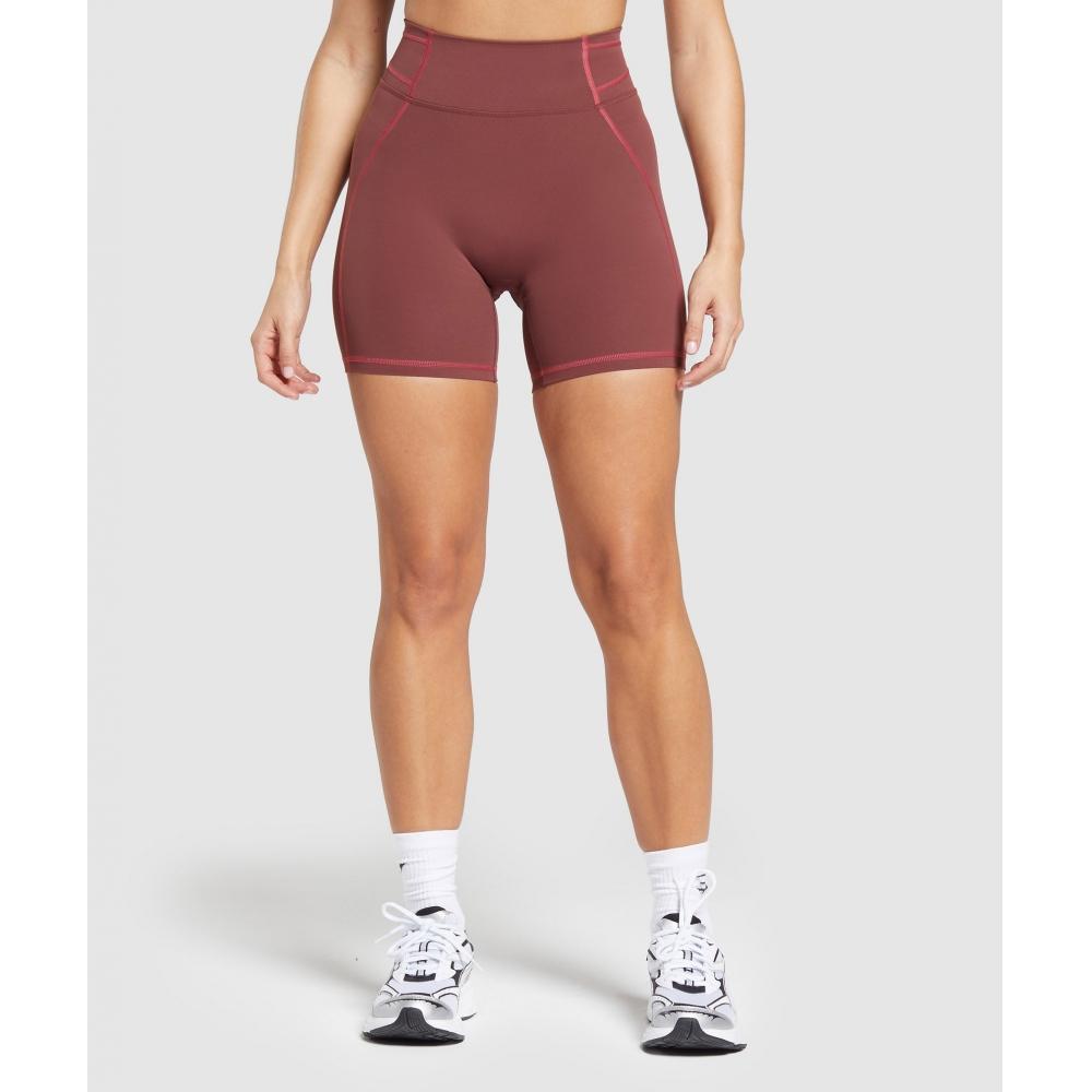 

GYMSHARK Stitch Feature Shorts Burgundy Brown B7A4H RBQV XXS