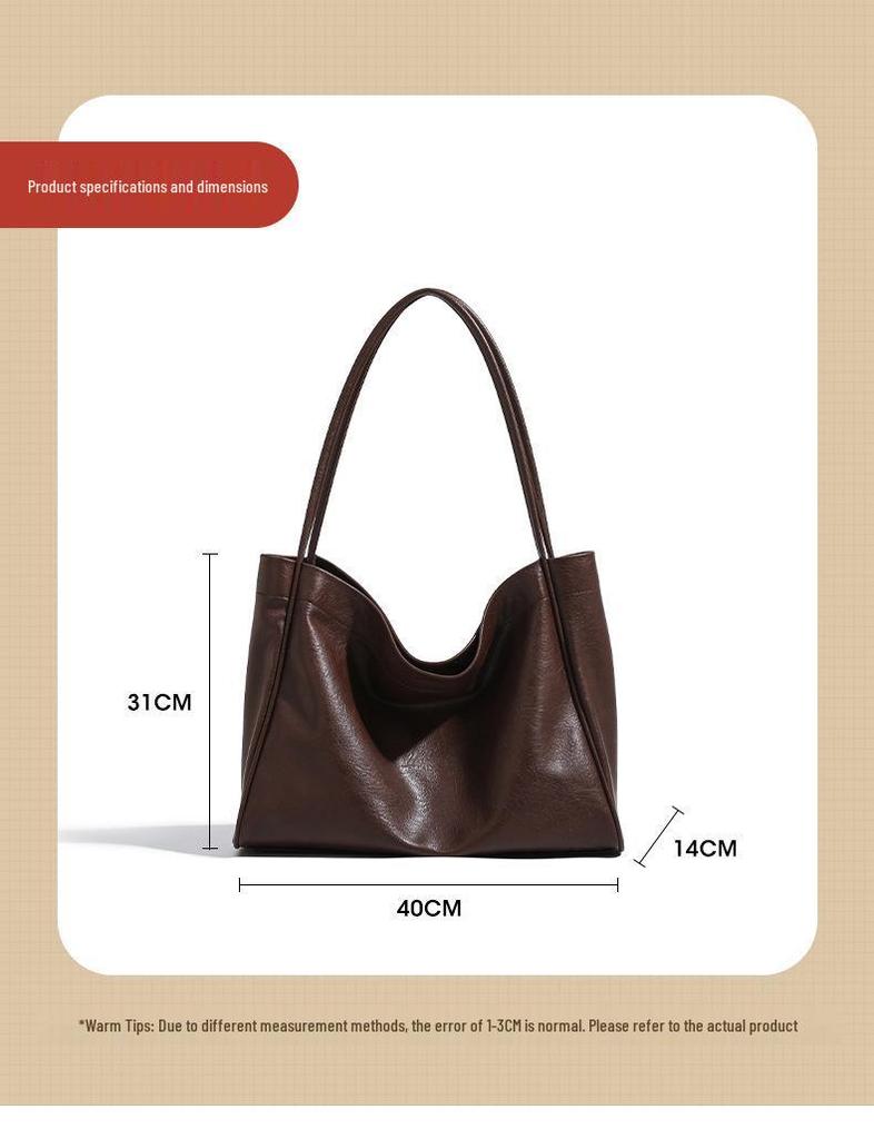 Trendy British-Style PU Leather Tote: Large Capacity, Versatile Commuter Shoulder Bag