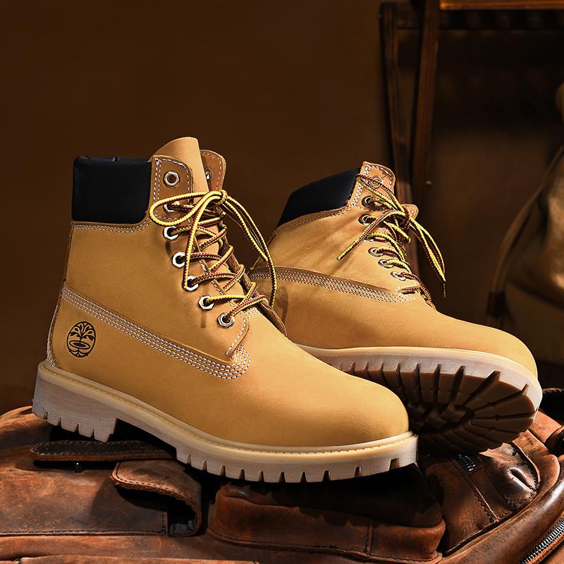 New Men's Boots High Top Motorcycle Boots Fashion Cow Leather Shoes Casual Outdoor Ankle Snow Boots Male Sneakers Big Size 46
