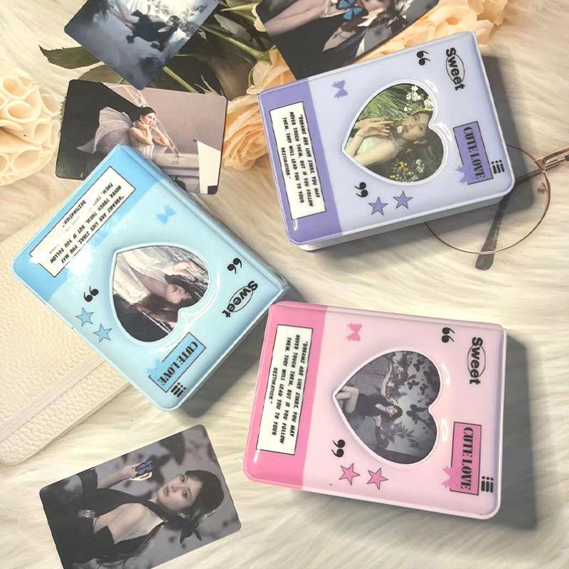 Letter Print 3 Inch Kpop Binder Round Hollow Photocard Holder Show Up Now Ins Photo Album Idol Cards Collect Book 40 Pocket