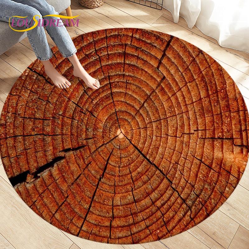 

Круглый ковер с 3D-текстурой под дерево, Круглый ковер для гостиной, спальни, дивана, прихожей, Игровой нескользящий коврик для детей, Коврик для домашних животных 60cm