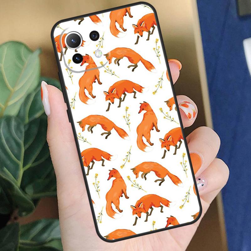 Cartoon-Füchse Tierhülle Für Xiaomi 15 14 Ultra 13T 14T 15T Pro 17 Pro Max POCO X7 Pro X5 X6 F5 F6 F7 F8 Hülle