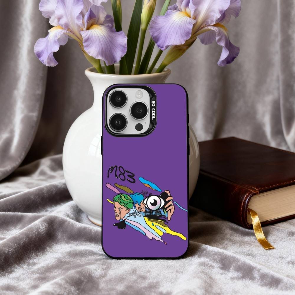 Electric Rock M-M83 Band Phone Case For iPhone17,16,15,14,13,12,11 Plus,Pro Max Candy Silver Plated Inside Cover