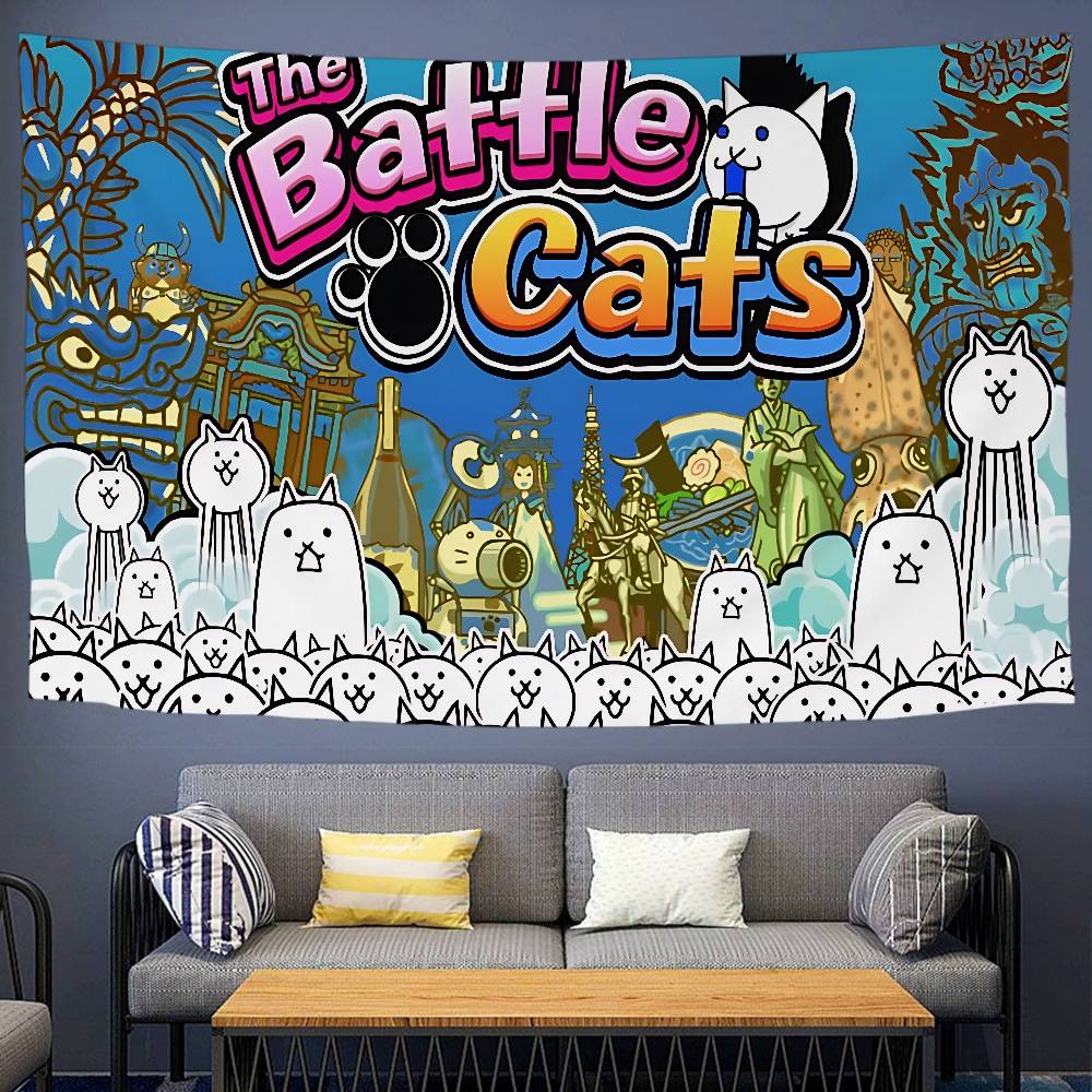 Arazzo Cartoon Gatto da Battaglia Arte Fantascienza Stanza Arredamento Casa Appeso a Parete Teli