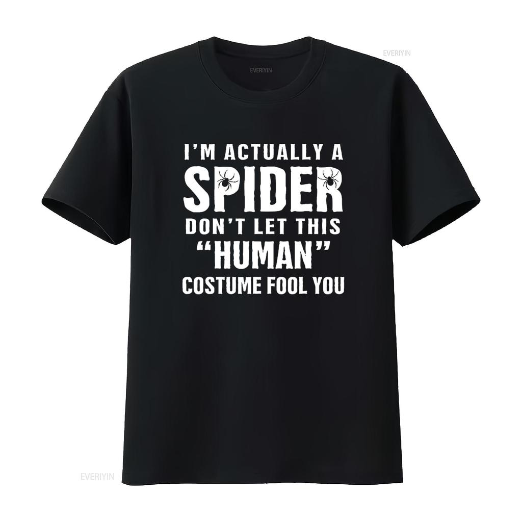 Mens I m Actually A Spider Funny Halloween Costume T Shirt Black vintage Washed Top For Everyday Wear Stylish fashion
