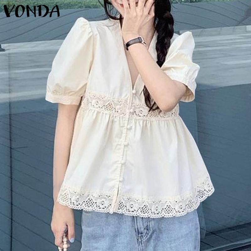 

VONDA Летние женские кружевные свободные топы с вырезами