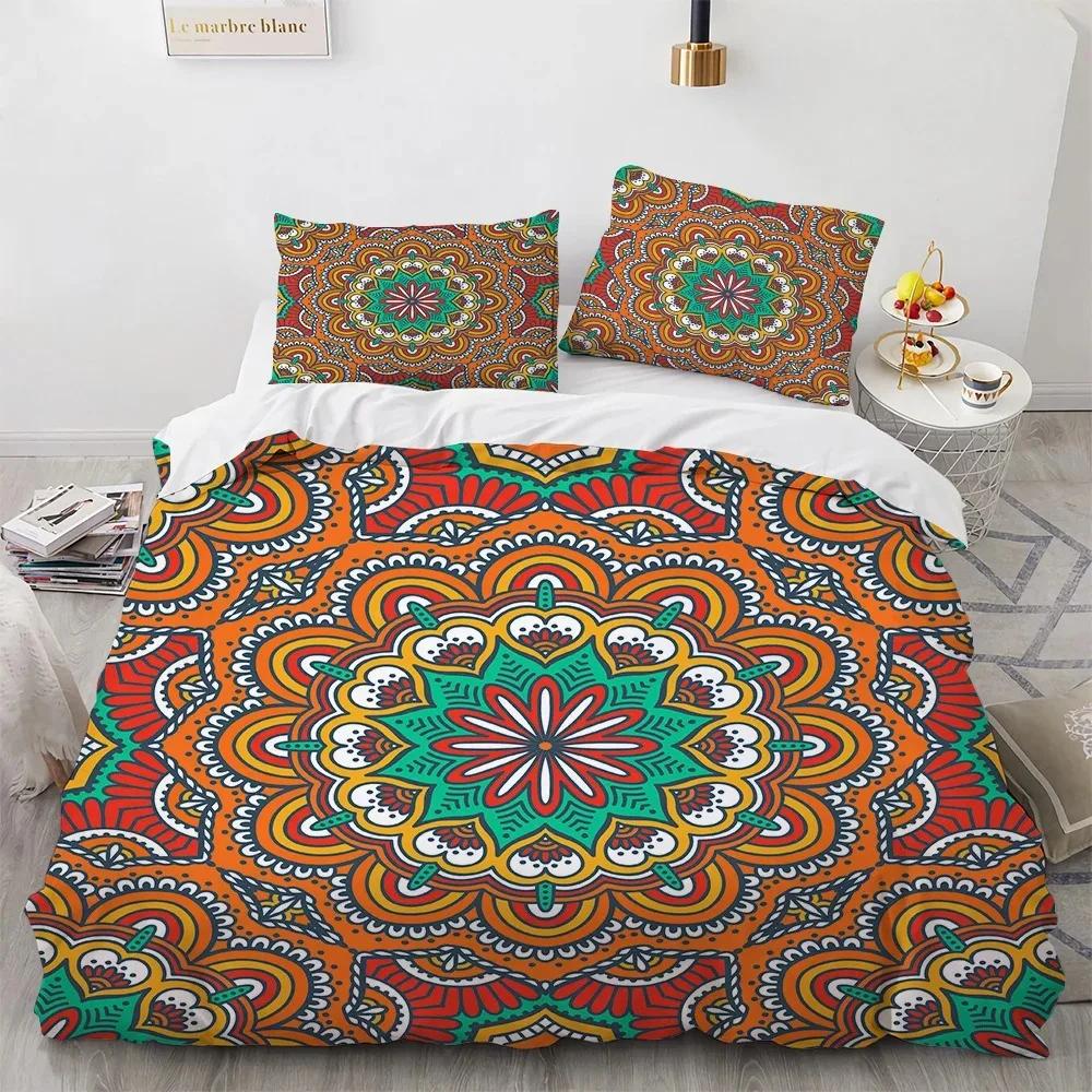 Bohemian Mandala King Queen Duvet Cover Boho Style Flower Bedding Set Adults Exotic Nordic Floral Polyester Quilt Cover