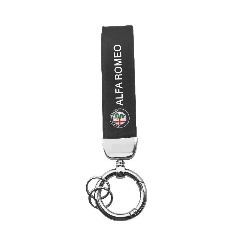 2026 Hot Sticker 1pcs 3D Metal Leather Car Styling Emblem Keychain Key Chain Rings For Alfa Romeo Accessorie Giulietta GT 159 14