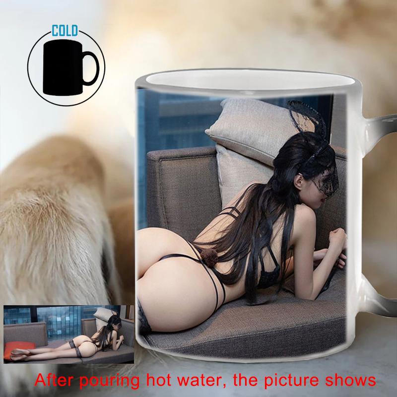 Creative Sexy Beauty Back Heat Sensitive Cup BSKT-201 Ceramic Mug Anime Ceramic Coffee Cups Wholesale Drinkware Color Change Cup