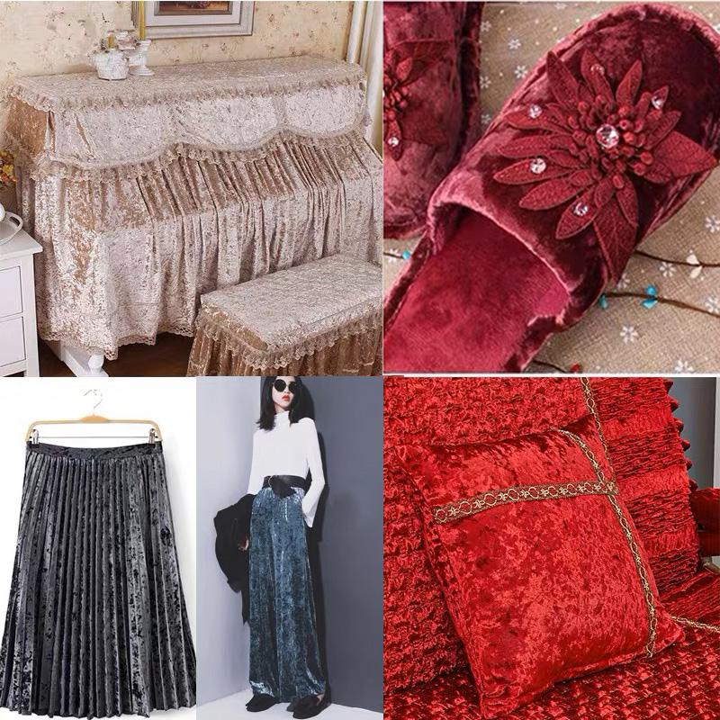 1/3/5M 22 barev strečová sametová látka s diamantovým leskem, měkká čalouněná látka, textilie pro kutily, velur na pohovku, závěs, pozadí