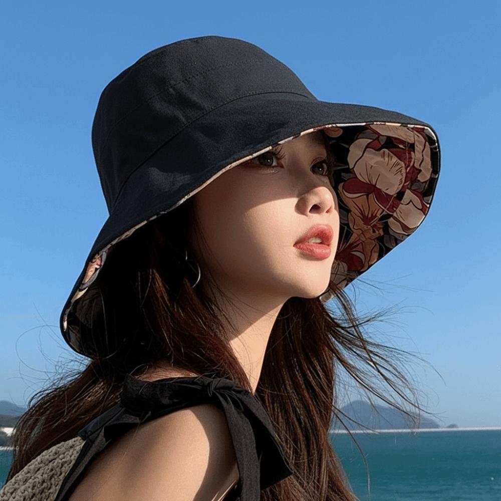 Solid Color Summer Sun Hat Double-Sided Sunscreen Visor Cap Portable Women Fisherman Hat  Girl