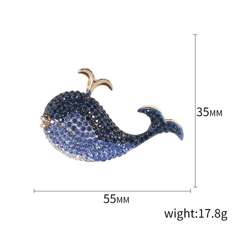 Temperamentvolle, modische, mit Diamanten besetzte Wal-Brosche, Tier-Brosche aus Legierung, Accessoire-Anstecknadel, Seidenschal-Schnalle, Kragennadel