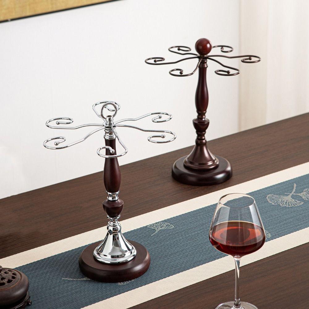 Large Capacity 6 Bottles Wine Glass Rack Freestanding Upside Down Wine Glass Holder Restaurant