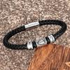 Men's Woven Leather Rope, Hand Rope, Rune Retro Stainless Steel Metal Accessories, Magnetic Buckle Jewelry
