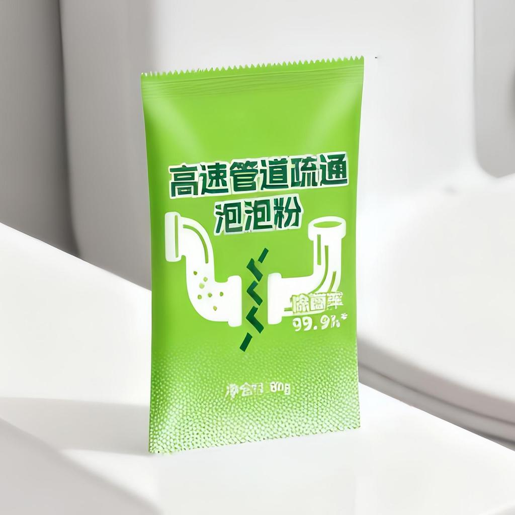 Foaming Drain Cleaner Powder Fast-Acting Clog Remover for Kitchen Sink & Bathtub, Powerful Pipe Declogger Dissolves Hair Grease