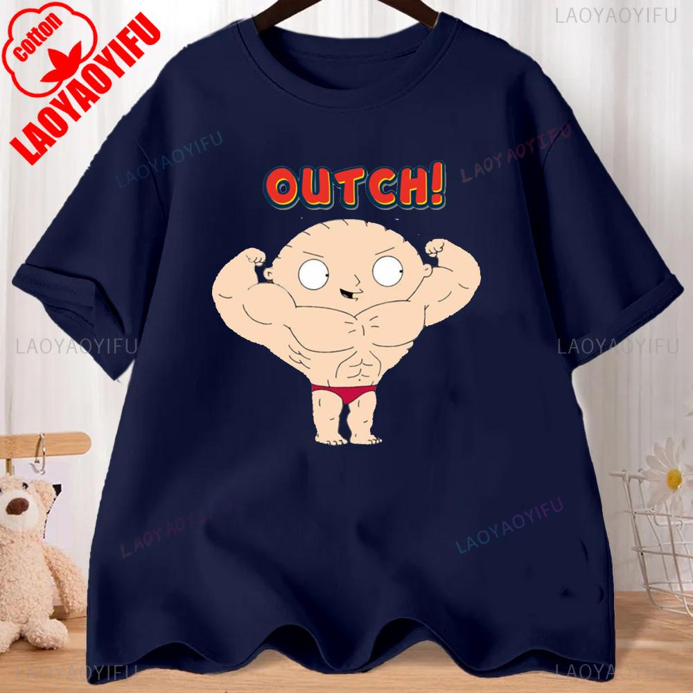 FMILY GUY Stewie Tattoo Brian Cartoon FMILY GUY Bedrucktes T-Shirt für Fitnesstraining, Joggen und Outdoor-Aktivitäten