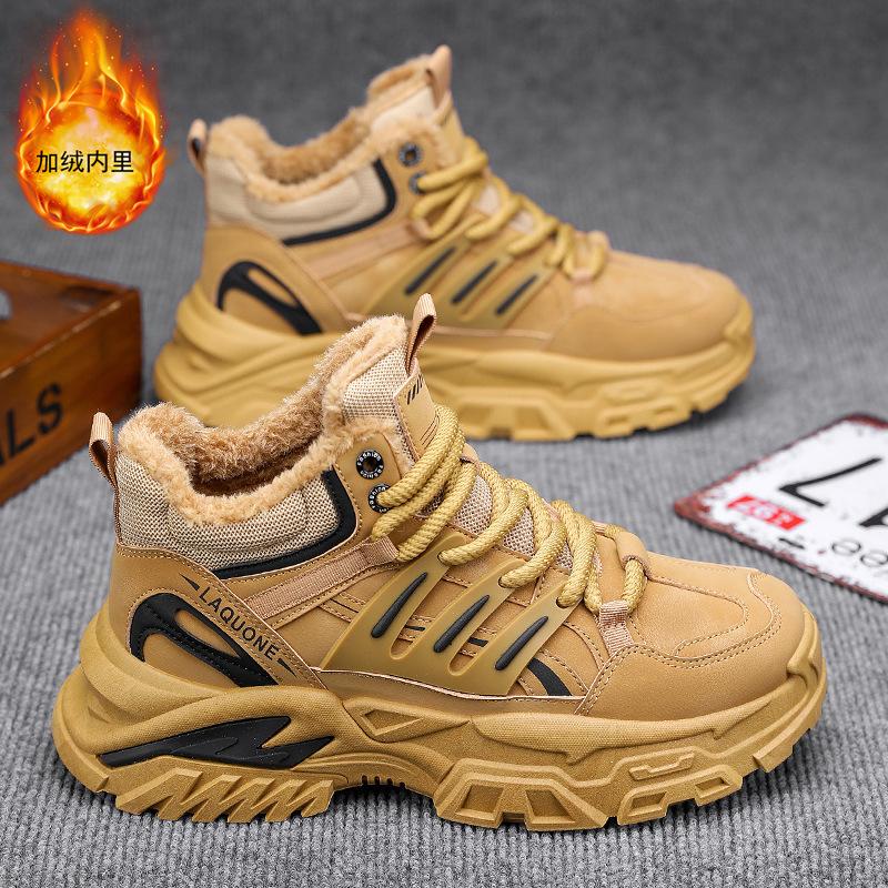 Boots Winter New Fleece Thickened Cotton Boots Outdoor Mountaineering Wear-resistant Warm Martin Boots