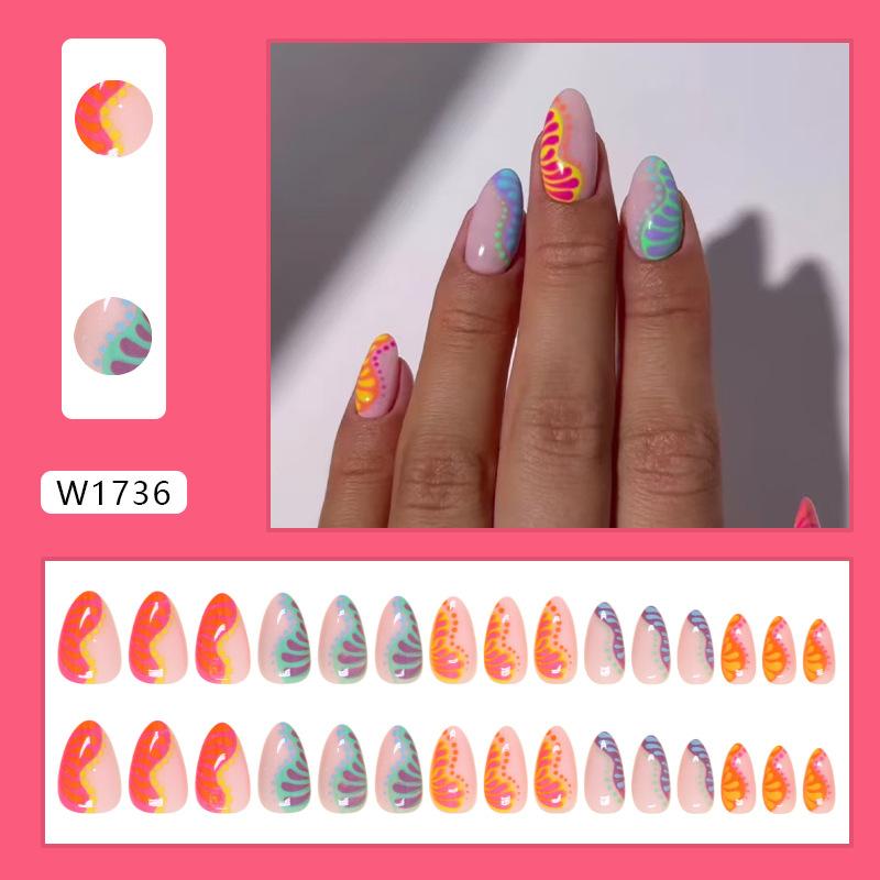 Fake Nail Wearing Nail Fake Nail Art Ripple Removable Sheet Simple Nail Patch 30 pieces