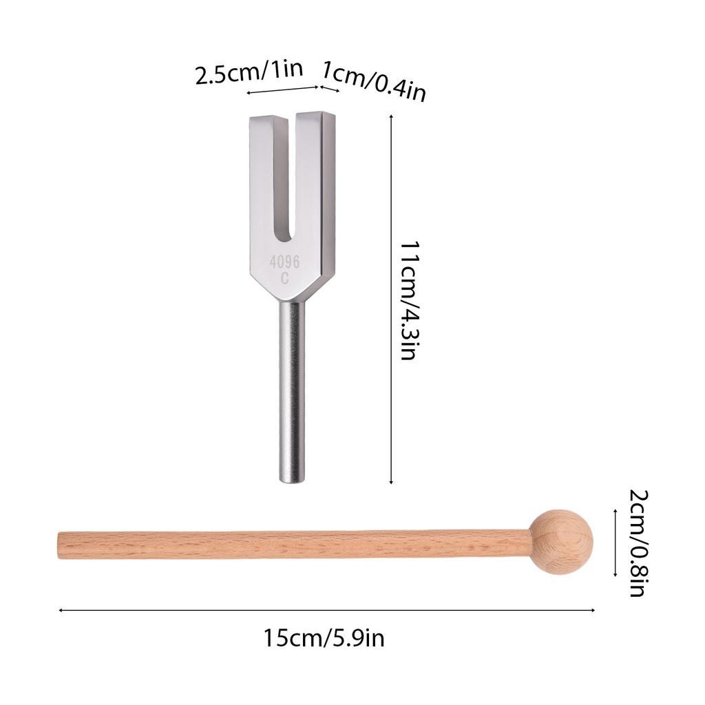 4096Hz Tuning Fork with Wooden Hammer for Sound Musical Instrument Yoga Relaxation Aluminum Alloy
