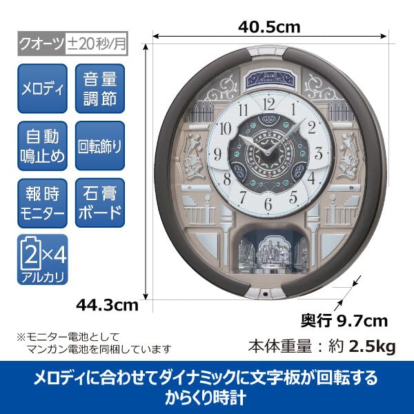 Seiko Clock Wall Clock Quartz Clock Mechanical Clock Analog Triple Selection Melody Gray 443 X 405 X 97mm RE603N