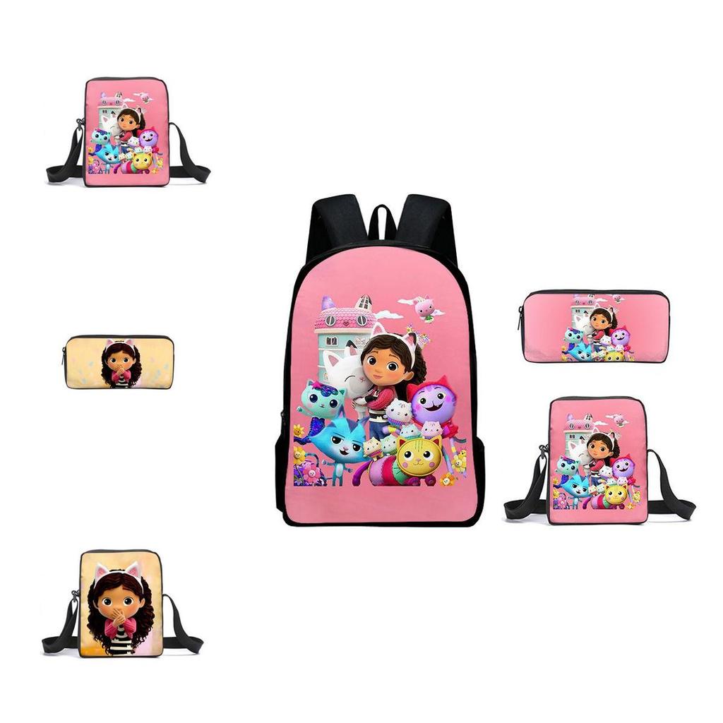 Gabby's Dollhouse Backpack Featuring Stylish Cartoon Design And Adjustable Shoulder Straps For Students