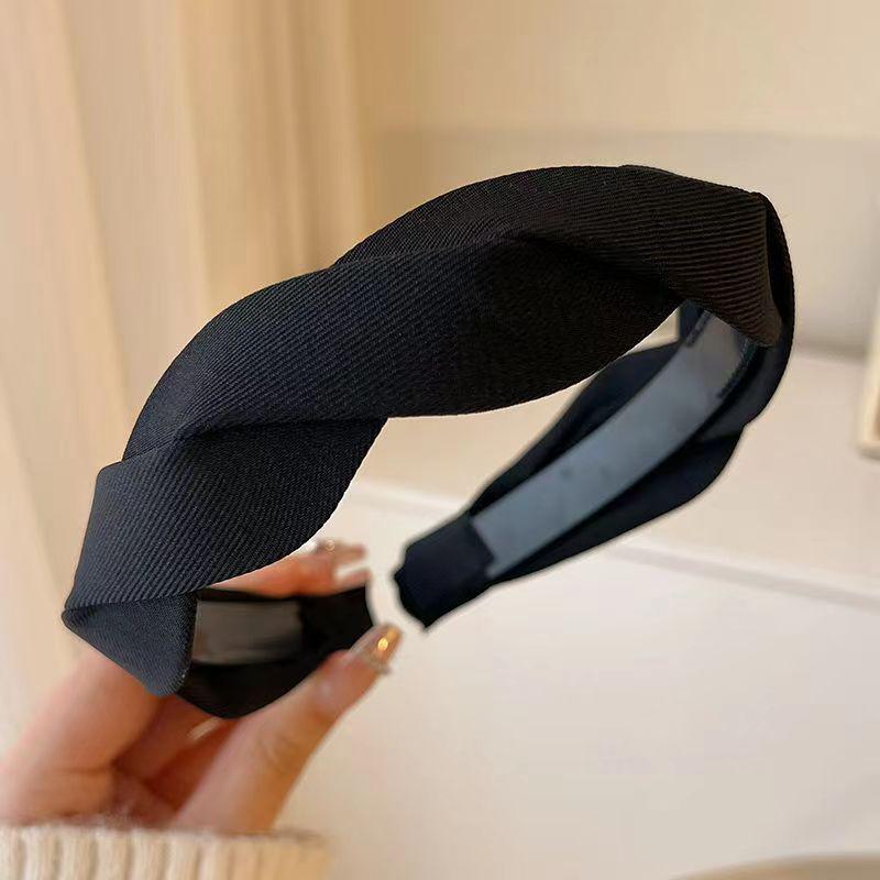 French Retro High Crown Wide-Brimmed Plush Headband for Face Washing and Outings