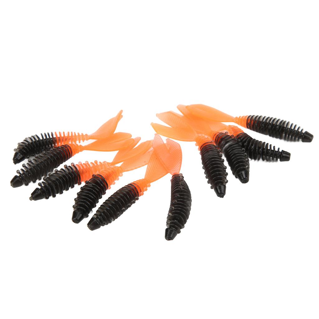 10Pcs Fishing Soft Lures Double Tails Design Soft Vivid Lifelike Appearance Spiral Stripe Fishing