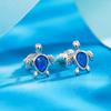 Blue Little Turtle Stud Earrings for Women Chic Animal Accessories for Daily Life Dainty Silver Color Jewelry for Female