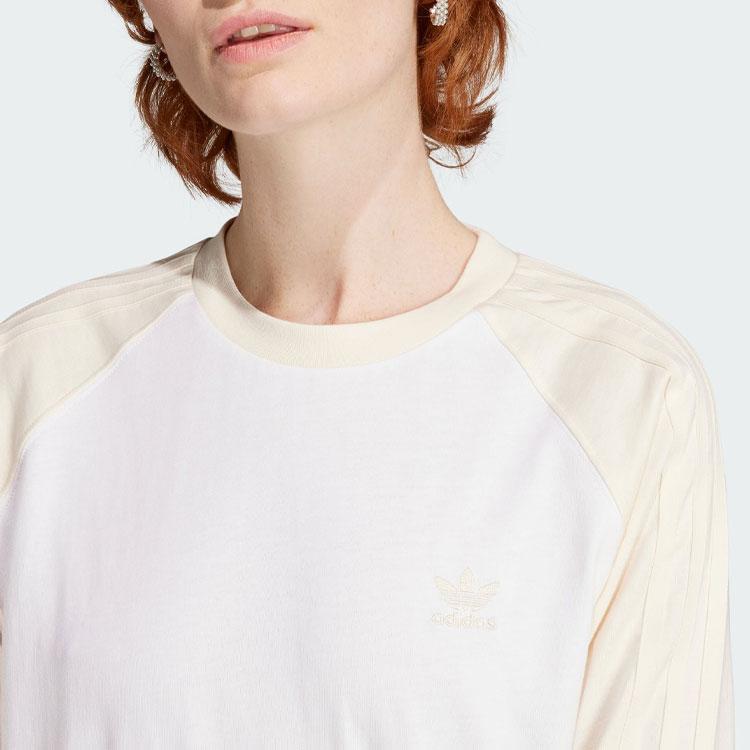 Adidas Originaler Langermet T-skjorte Med Bokstavtrykk Amerikansk Vintage Fargeblokk Sport Crew Neck Dame Topper Gul IN4137