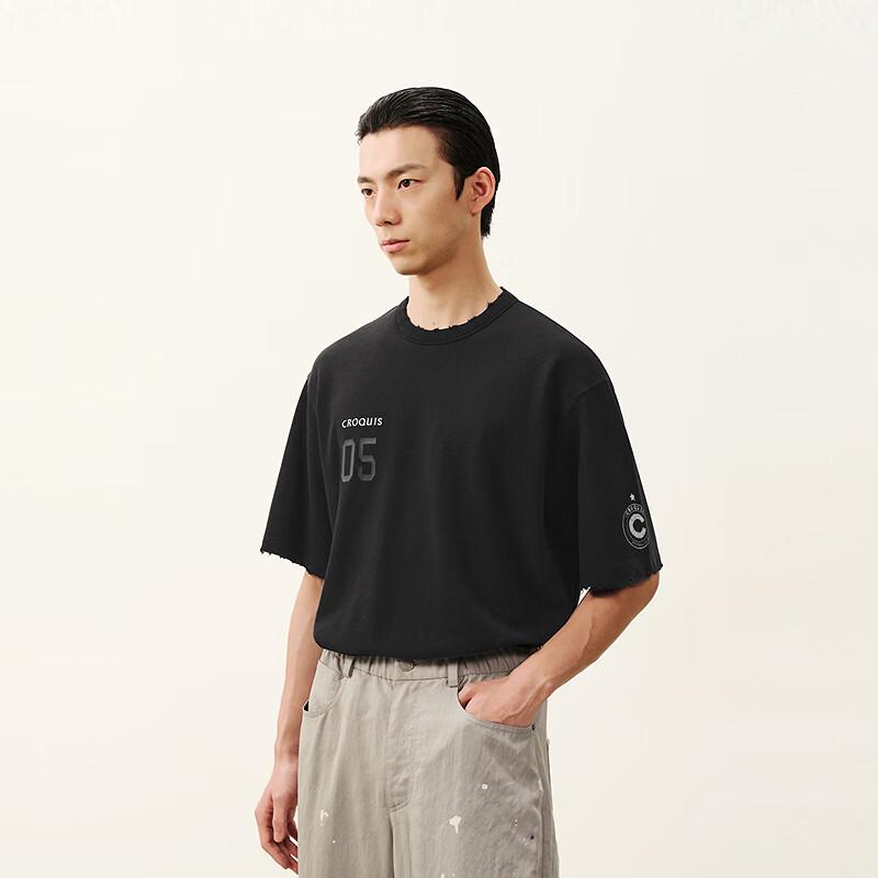 CROQUIS Men's Loose Fit Longline Round Neck Short-Sleeve T-Shirt 9Q4113400