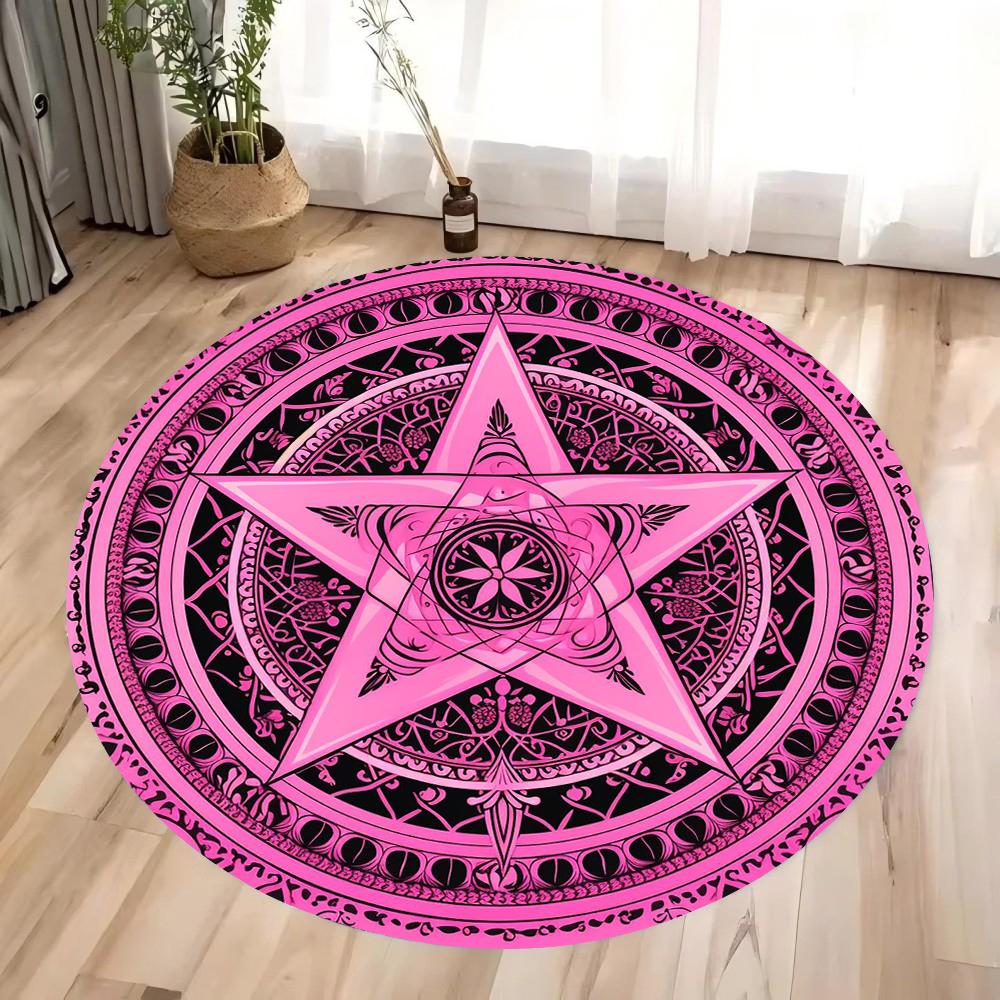 Magic Occult Runes Round Rug Runes From Hell Floor Mat Satanic Circle Carpet Witch Gothic Rug Rock Goth Home Decor